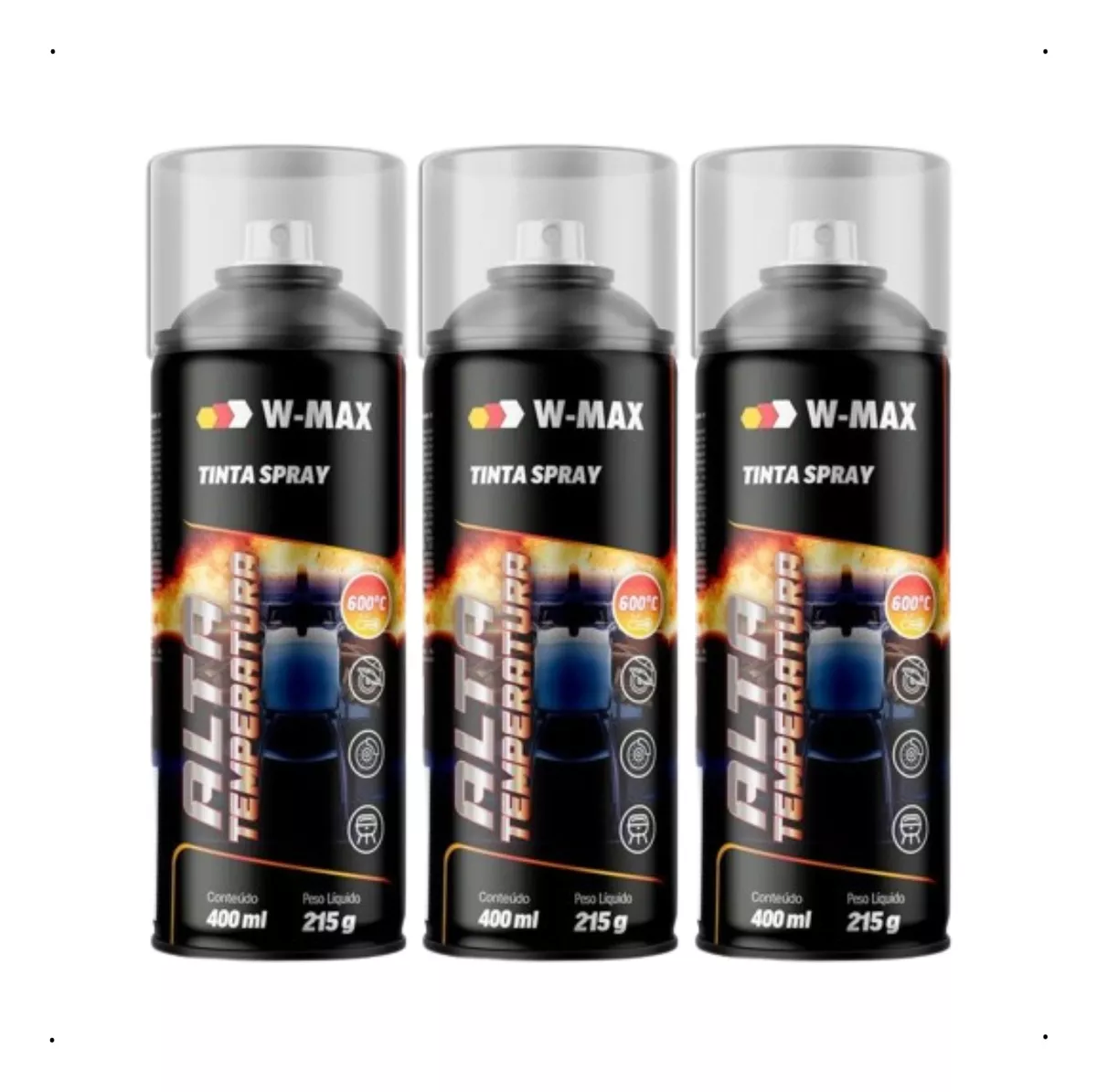 Kit 3 Spray W-Max Preto