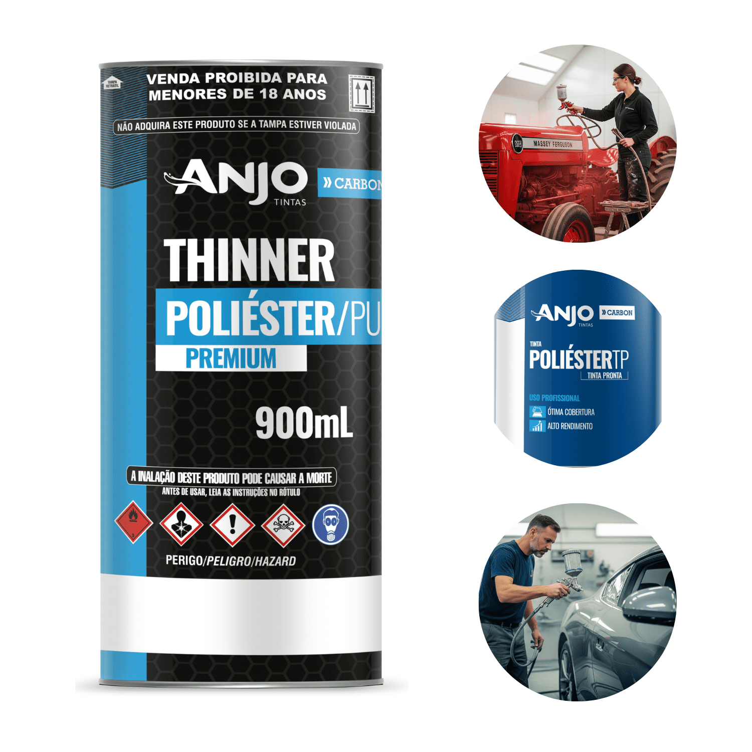 Anjo Thinner Pu Poliéster Automotivo 5003 900ml Diluente - Imagem 2
