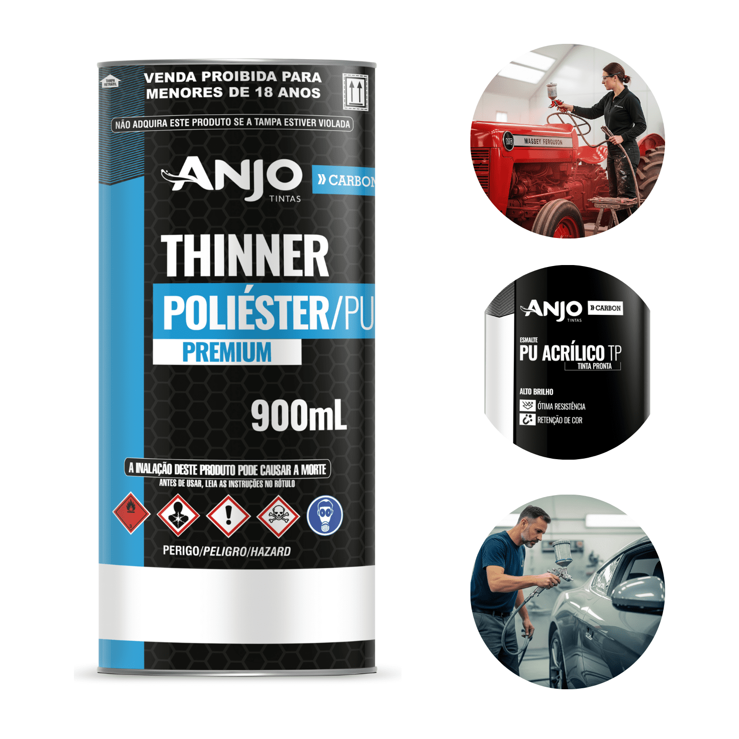 Anjo Thinner Pu Poliéster Automotivo 5003 900ml Diluente - Imagem 7