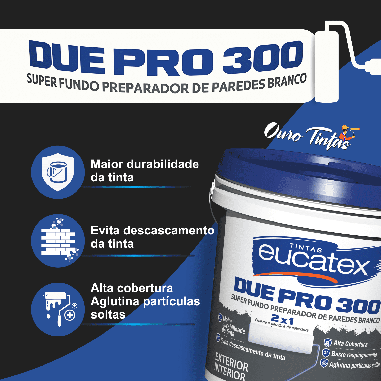 Fundo Preparador Parede Branco Eucatex Due Pro300 3,6L - Imagem 4