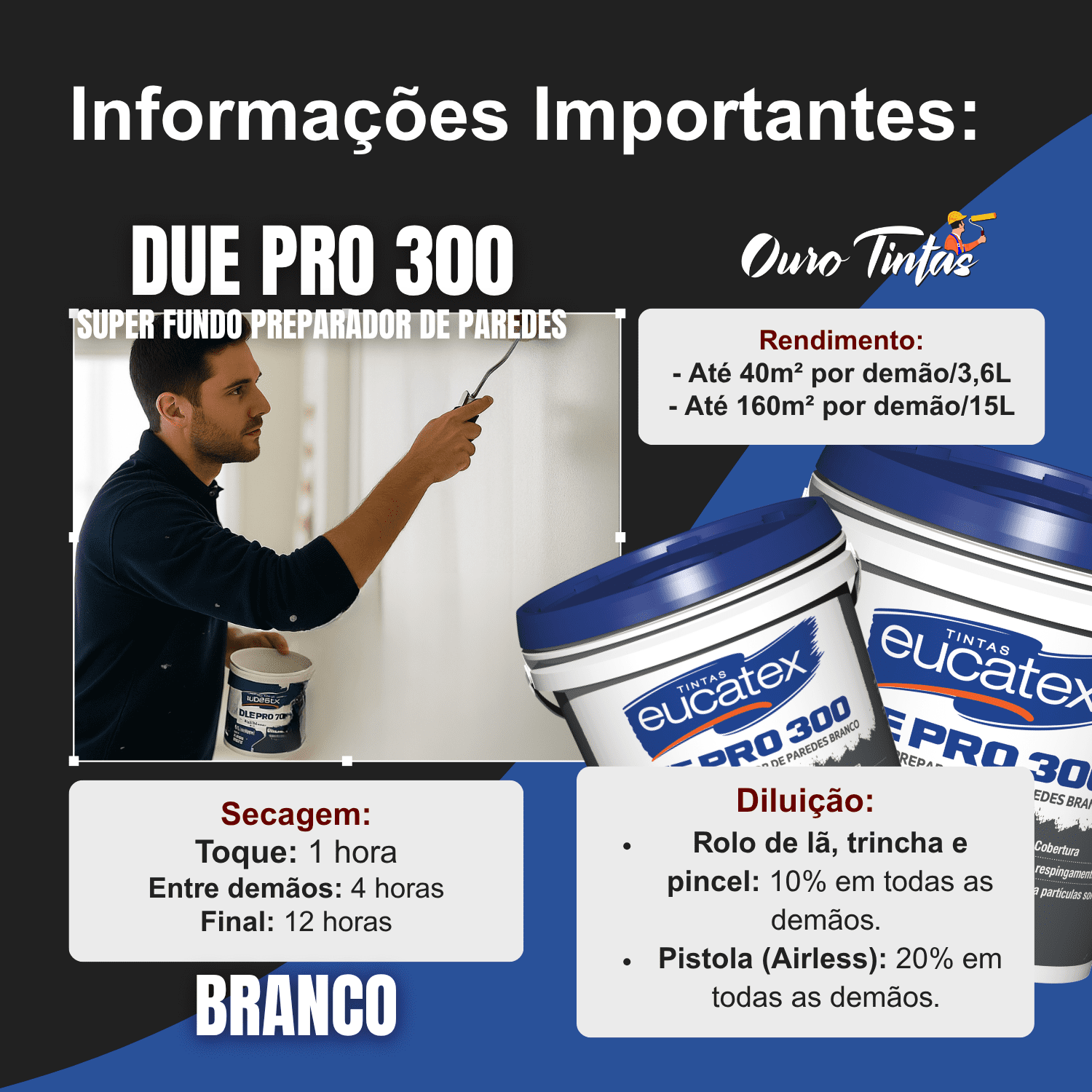 Fundo Preparador Parede Branco Eucatex Due Pro300 3,6L - Imagem 8