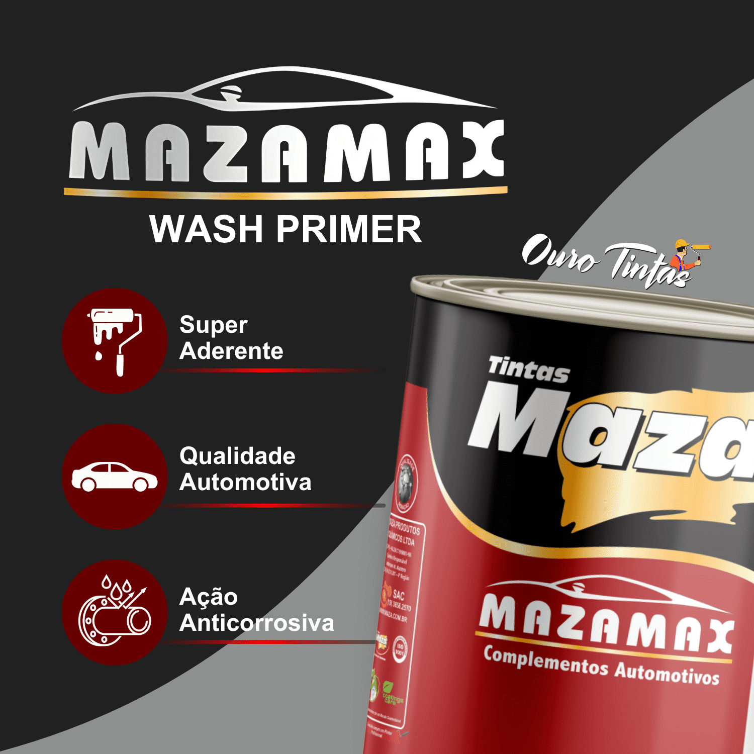Kit Tinta Automotiva Wash Primer Maza 3,6l C/ Catalisador - Imagem 4